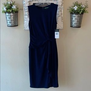 Lauren Ralph Lauren Navy Sleeveless Midi Dress